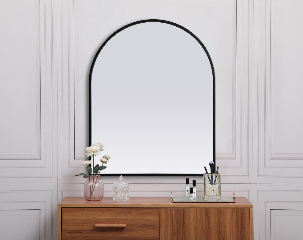 Metal Frame Arch Mirror 24X30 Inch, Black