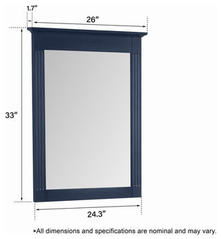 Solid Wood Bathroom Vanity Mirror for Wall Mounted, Navy Blue, 26x33, 2 Pieces