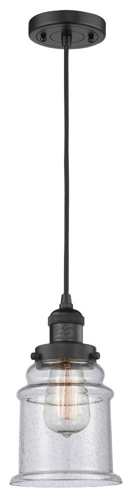 Canton 1-Light LED Mini Pendant, Matte Black, Glass: Seedy