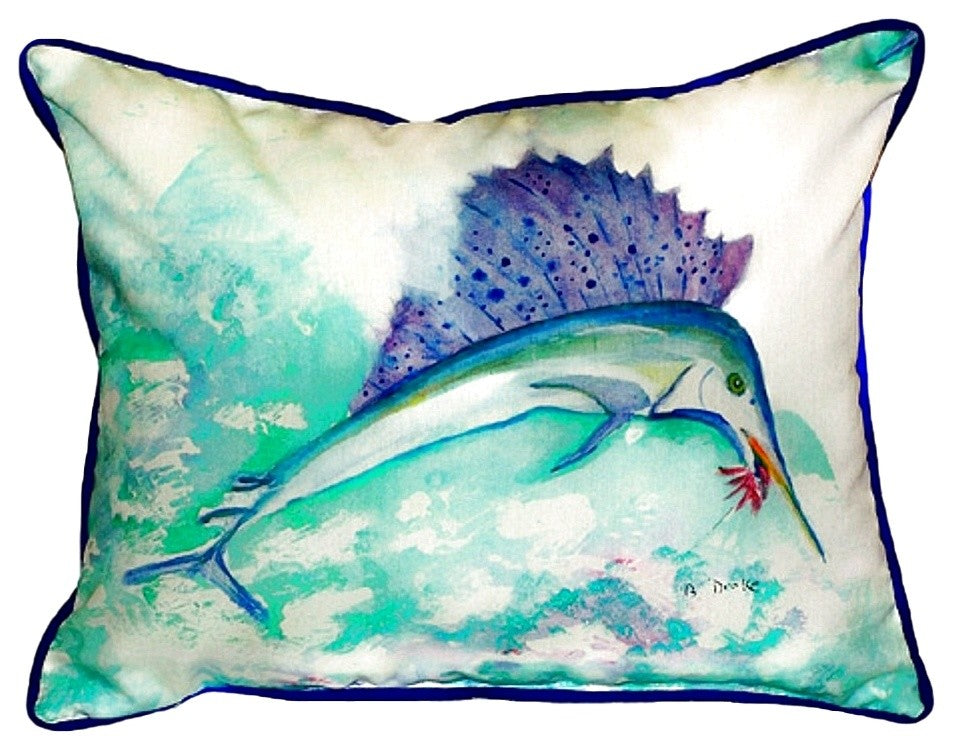 Betsy Drake Betsy's Sailfish Small Indoor/Outdoor Pillow 11x14