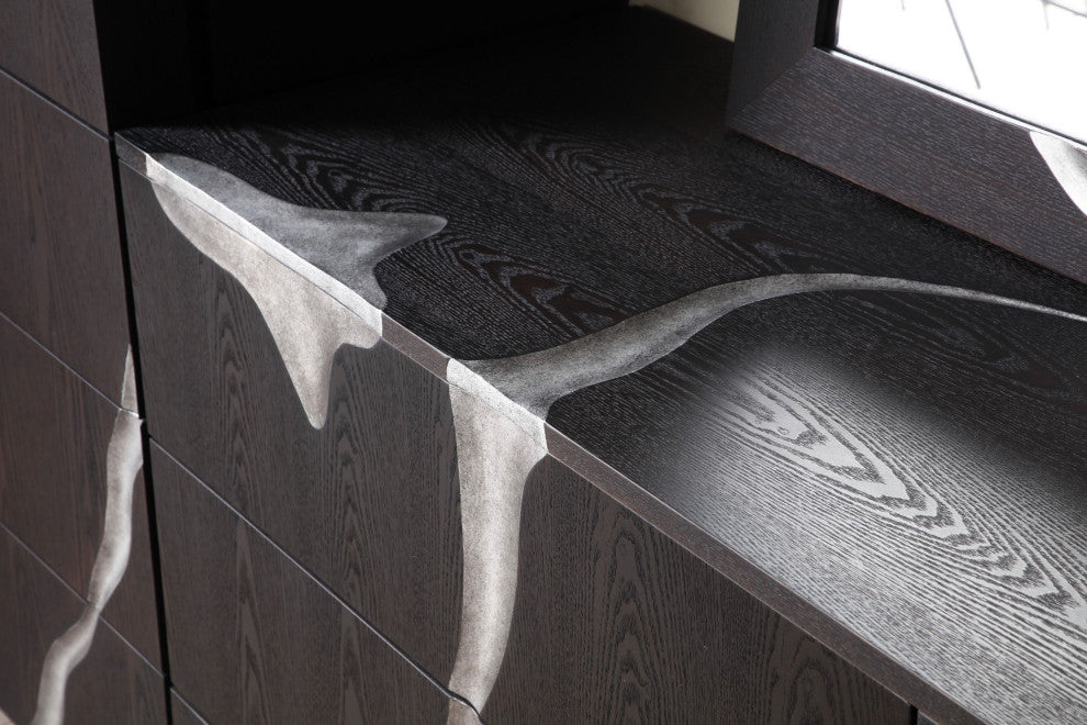 Modrest Aspen Modern Matte Brown Ash and Silver Dresser