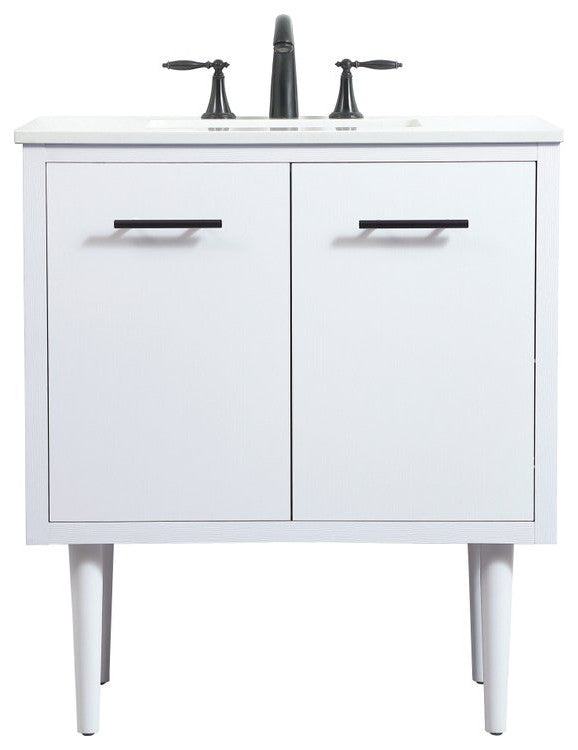 Home Living 19" Midcentury Modern White-Light Bathroom Vanity