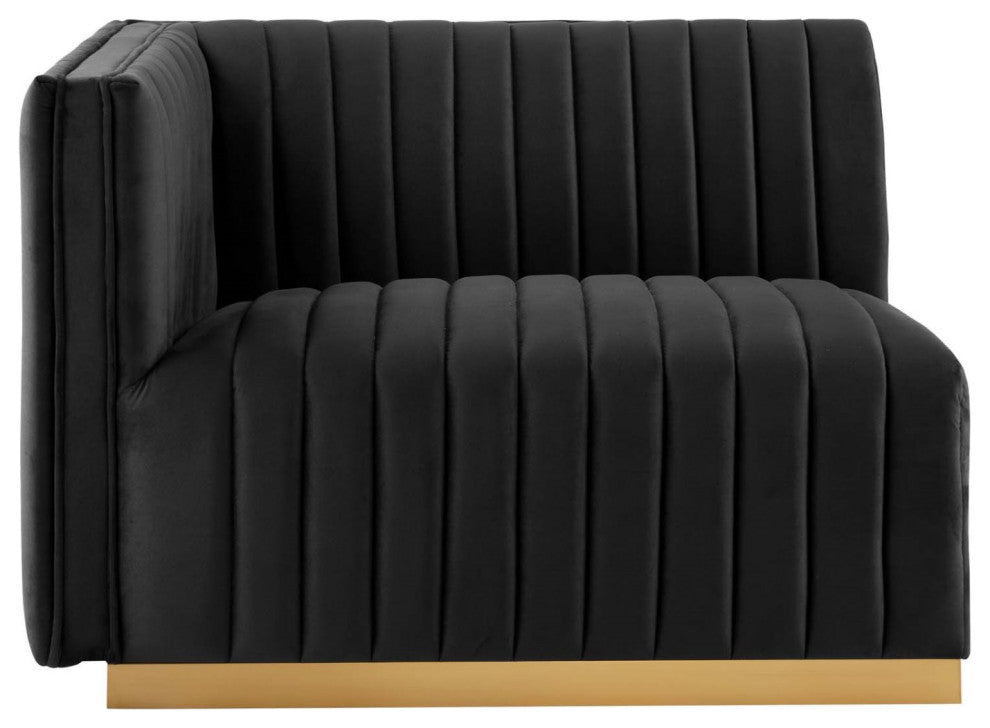 Modular Sectional Sofa Set, Gold Black, Velvet, French Lounge