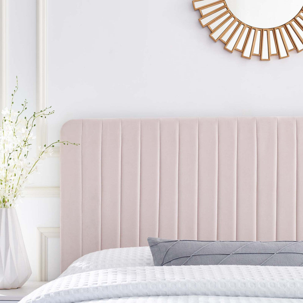 Tufted Headboard, Twin Size, Velvet, Pink, Modern Contemporary, Bedroom Master