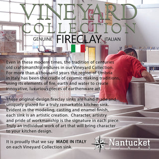 Nantucket Sinks' White Farmhouse Fireclay Sink, Curved Front, 33"