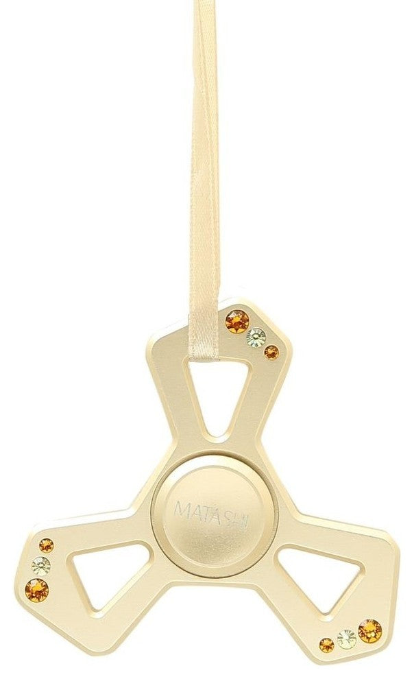 24k Gold Plated Hanging Christmas Tree Triangle Spinner Ornament