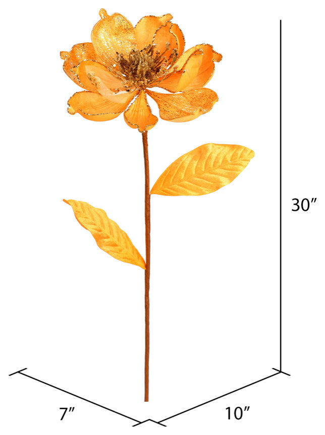 Glitter Magnolia Artificial Christmas Spray , Gold, 30"