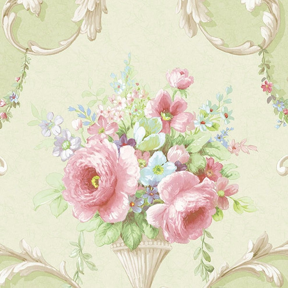 Silk Impressions 2, Contemporary Floral Cream, Rose Wallpaper Roll