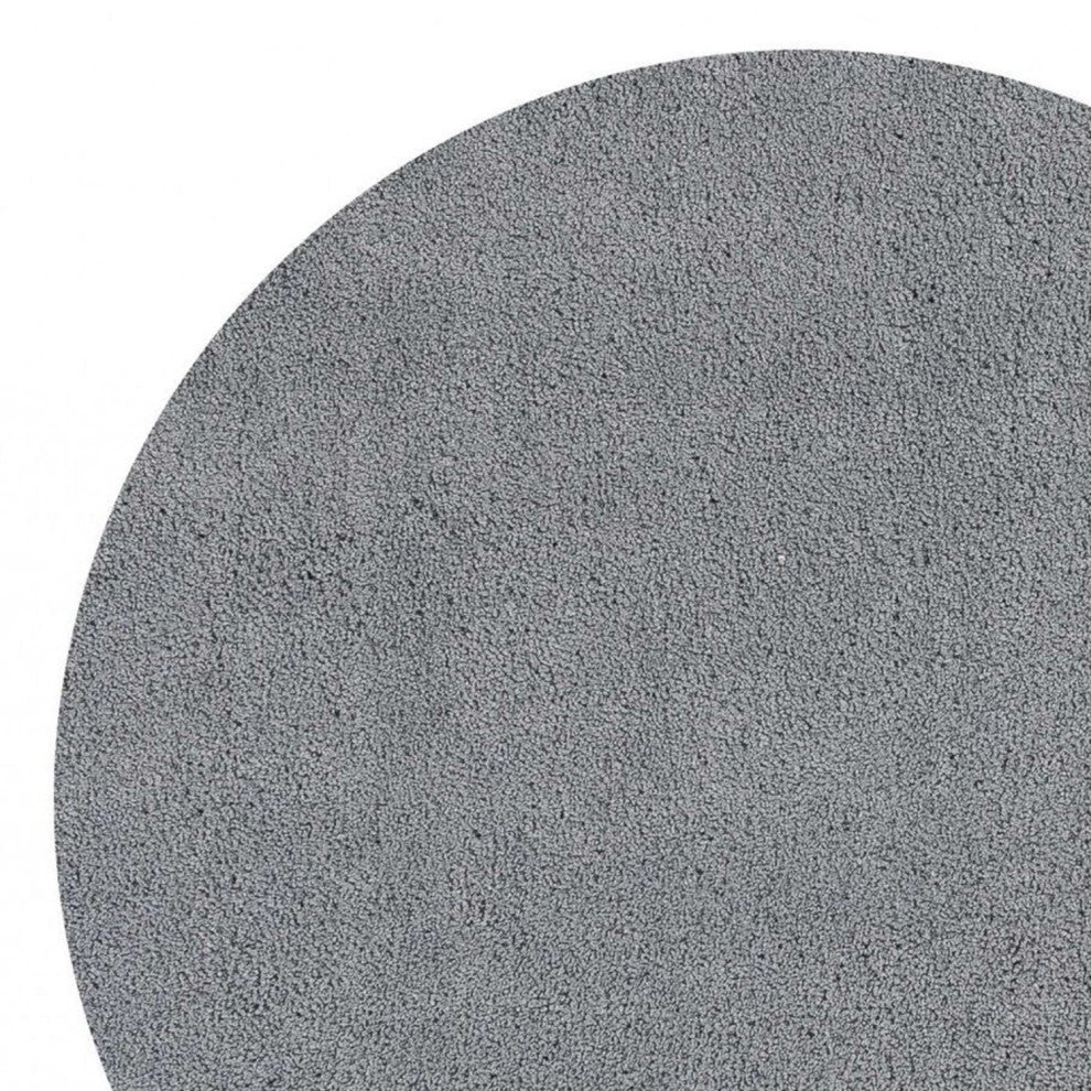 HomeRoots 8' Round Polyester Grey Area Rug