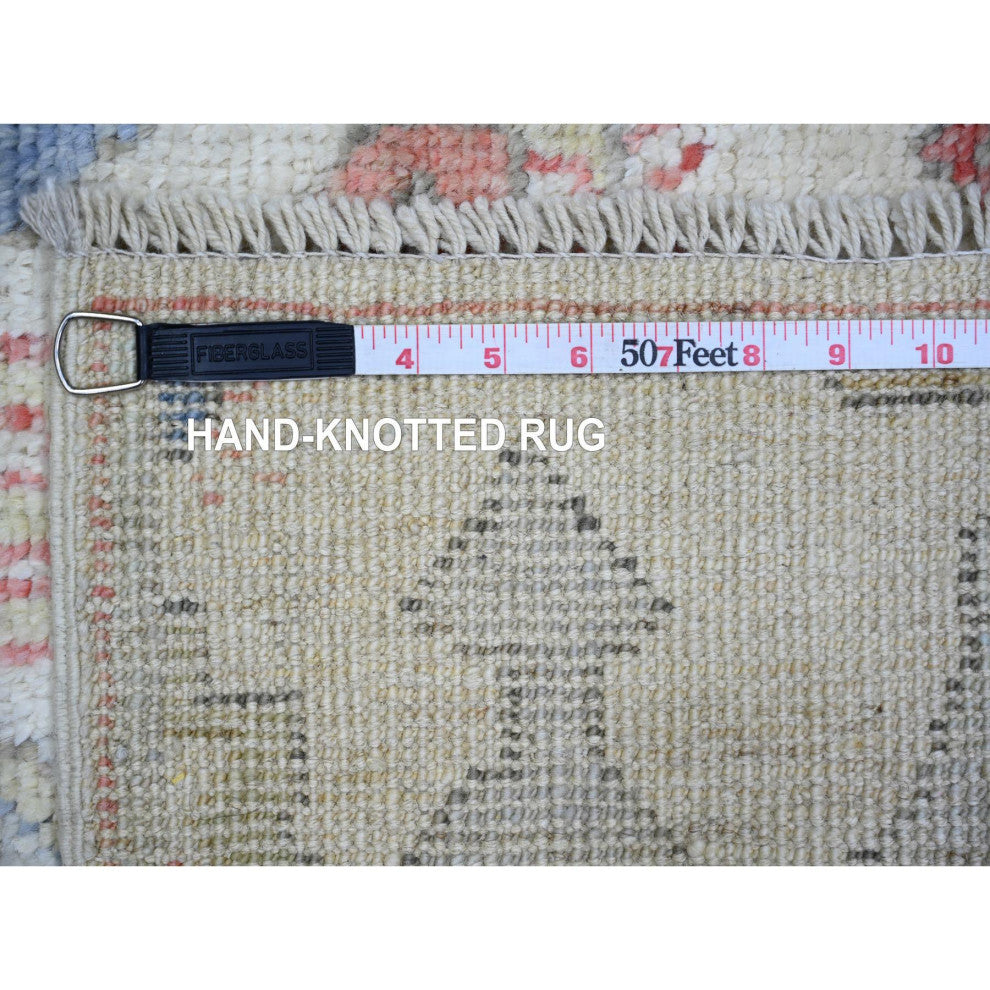 Ivory, Wool, Hand Knotted Anatolian Village Inspired Oriental Rug, 4'x6'