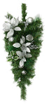 Unlit Decorated Teardrop 50 Tips, Silver, 24"