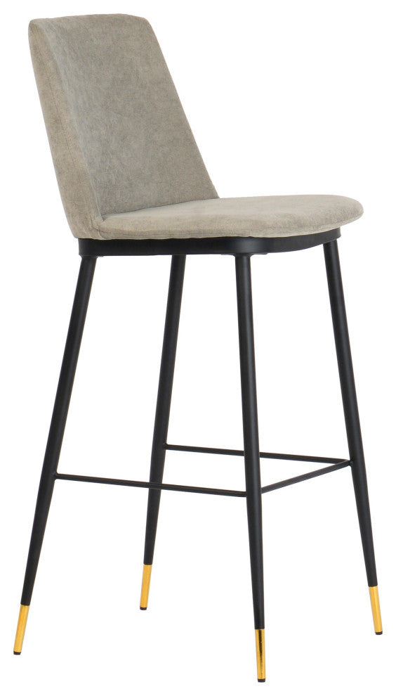 Evora Velvet Counter Stool, Set of 2, Gray