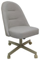 M-235 Dinette Swivel Metal Caster Chairs - Clear Glass, Ocean Beige Vinyl - Beig
