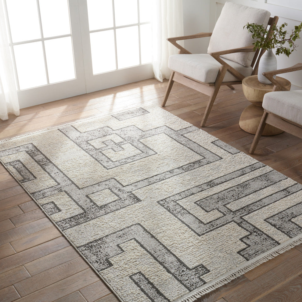Jaipur Living Bungalow Geometric Gray/ Cream Runner Rug 3'X8'