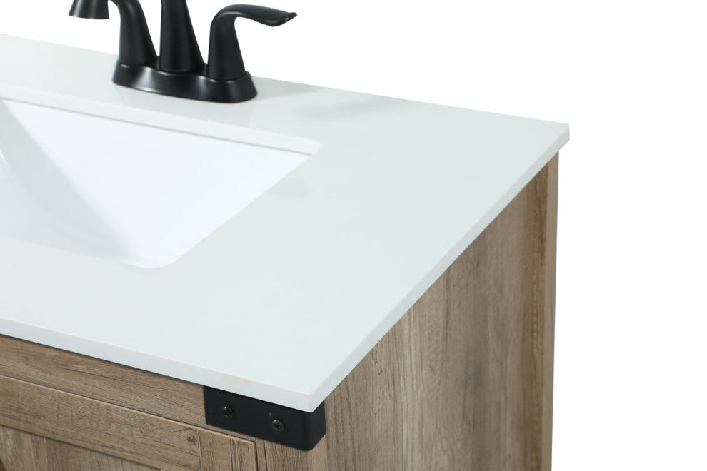 Home Living 19" Farmhouse Natural Oak-Light Bathroom Vanity