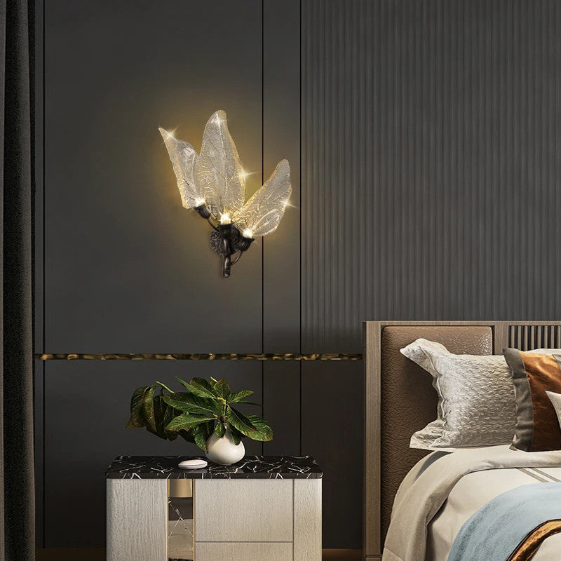 Madrid | Leaf Shaped LED Wall Lamp, Black, Non-Dimmable, Warm Light