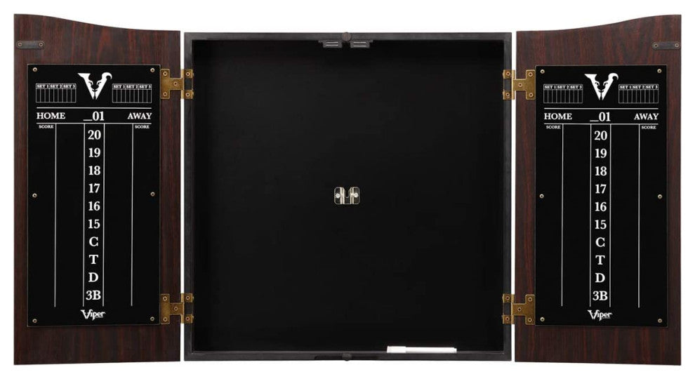 Vault Dartboard Cabinet With Shot King Sisal Dartboard and Dry Erase Scoreboard
