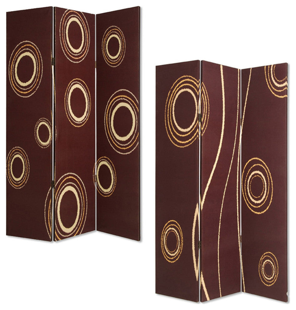 HomeRoots 1" x 48" x 72" Multi Color Wood Canvas 3 Panel Screen