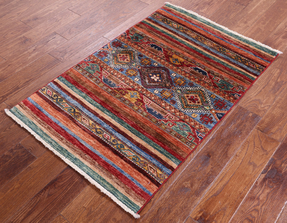 2' 7" X 4' 1" Khorjin Super Kazak Hand-Knotted Wool Rug - Q12344