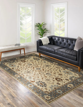 Hand Crafted Wool Ivory Traditional Oriental Oushak Rug, 2'6x9'10