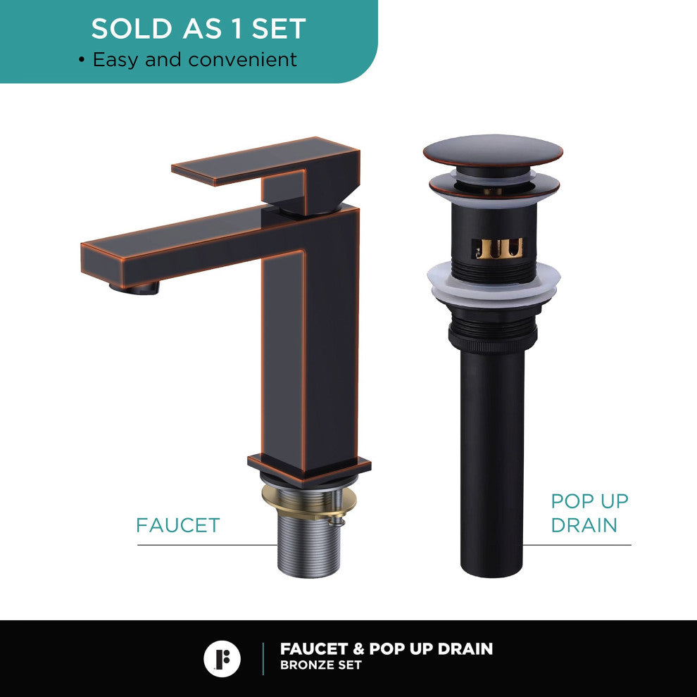 Fine Fixtures Modern Single Hole Bathroom Sink Faucet with Pop-up Drain