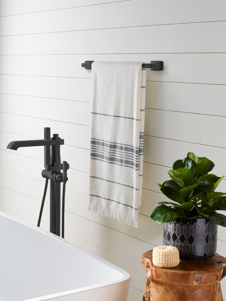 Amerock Highland Ridge Transitional Towel Bar, Matte Black, 18" Center-to-Center