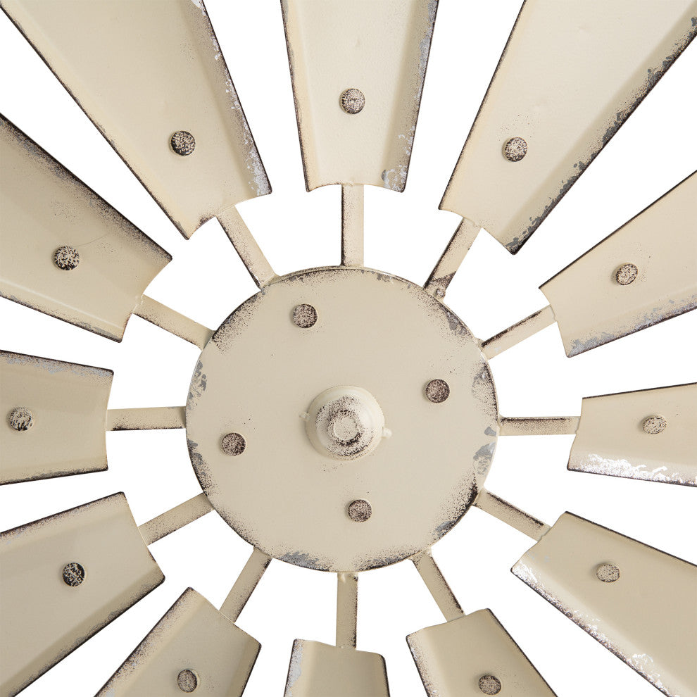 Metal Galvanized Wind Spinner Wall Decor, Beige, 28.5"�l