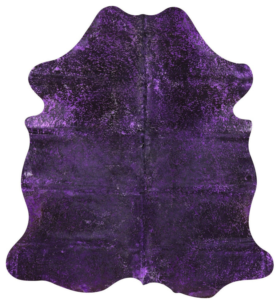 6' 0" X 5' 6" Purple Metallic Cowhide Rug C2108