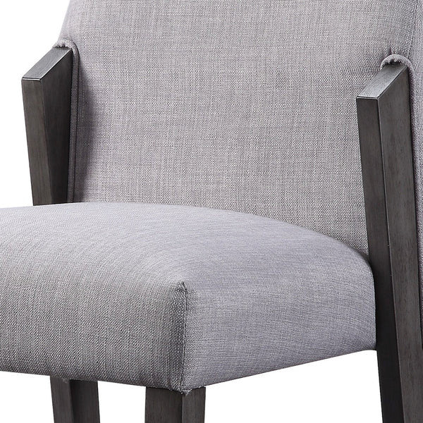 Benzara BM204541 Wood and fabric Dining Chairs, Set of 2, Gray and Black