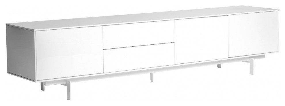 82" White Manufactured And Wood Cabinet Enclosed Storage TV Stand