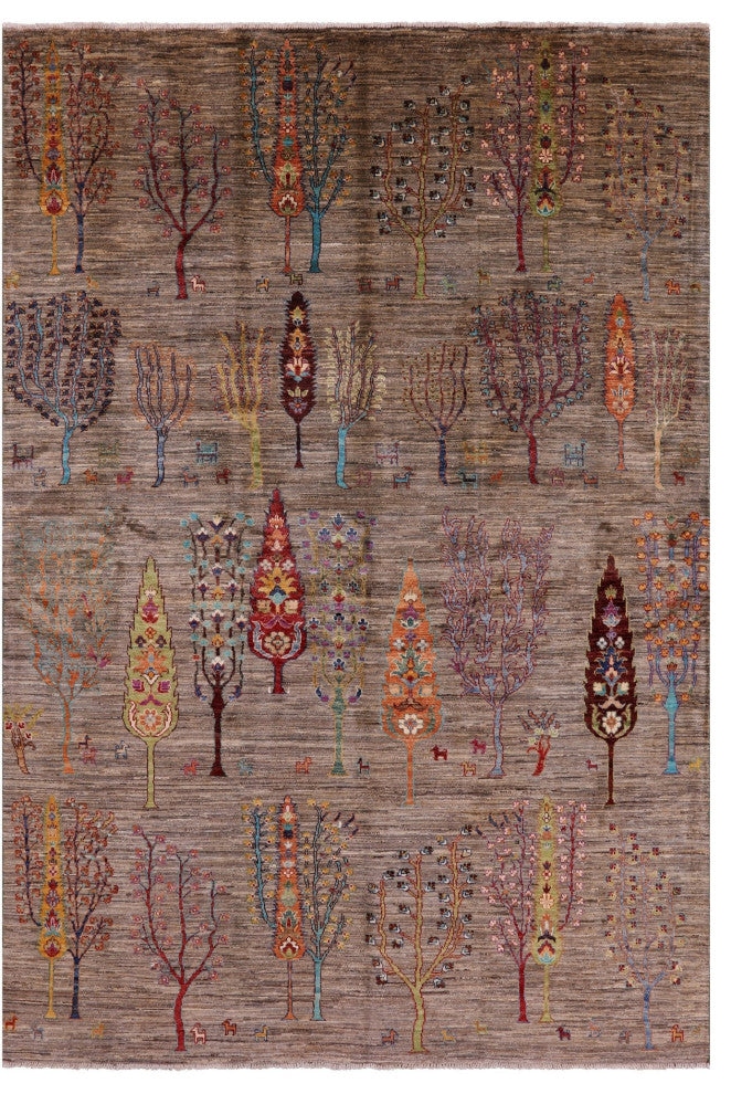 6' 7" X 9' 8" Tribal Persian Gabbeh Hand Knotted Rug Q5329