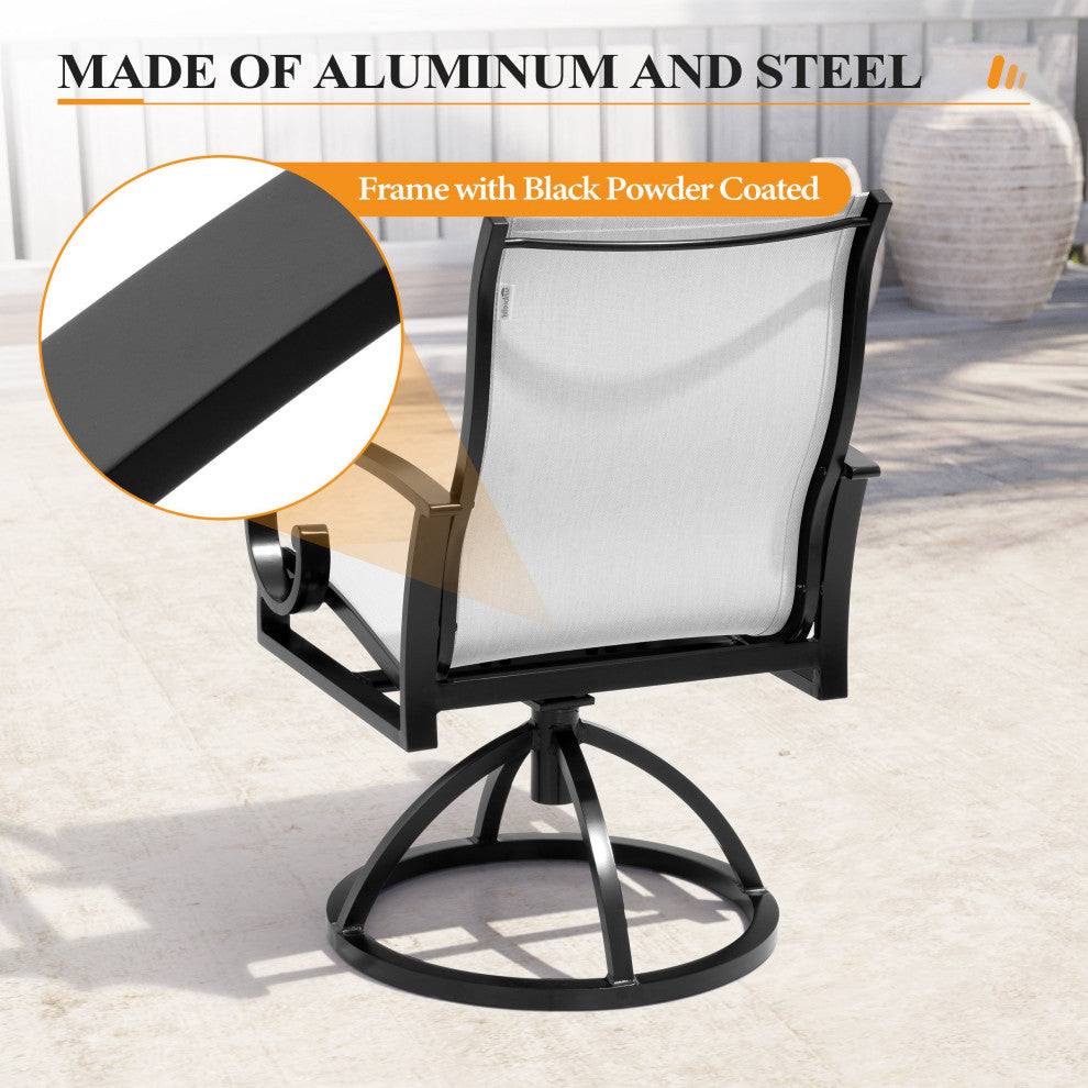 Bar Stool Chair Outdoor Aluminum Rocking Lounge, White