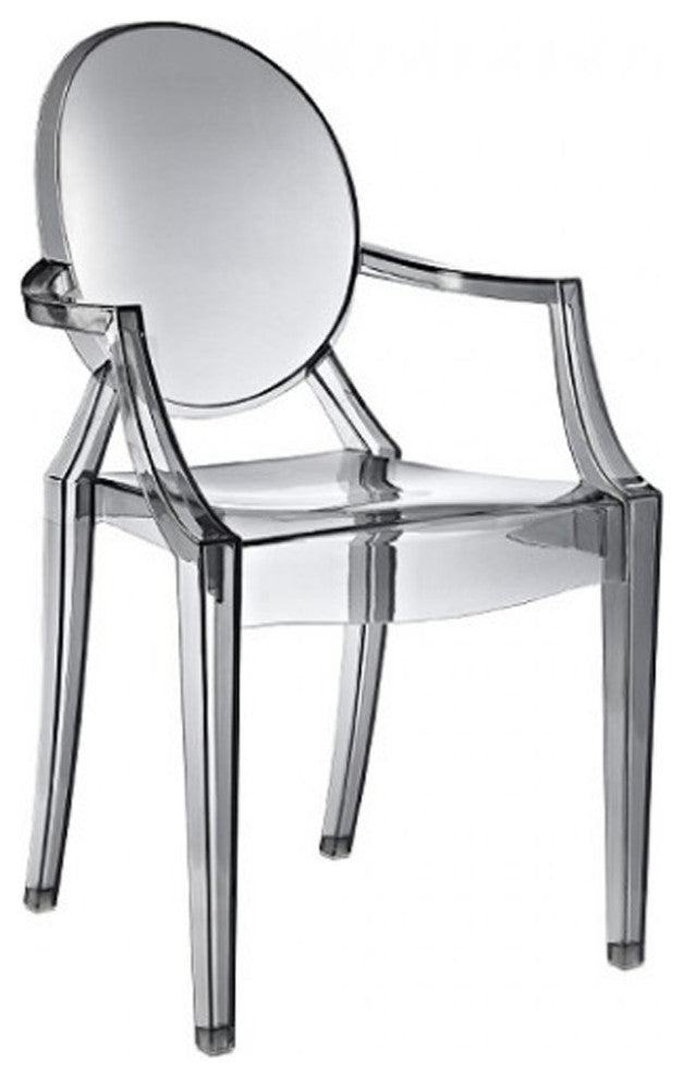Kitchen Dining Arm Rest Chair, Crystal Smoke Transparent
