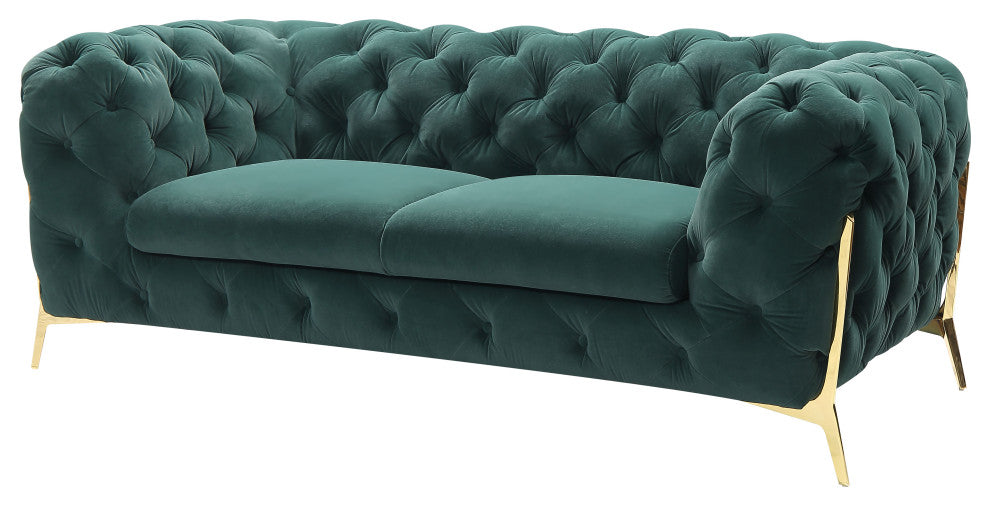 Divani Casa Sheila Transitional Emerald Green Fabric Loveseat