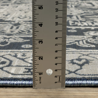 Iris Two-Tone Medallion Blue/ Grey Area Rug 9'10" x 12'10"