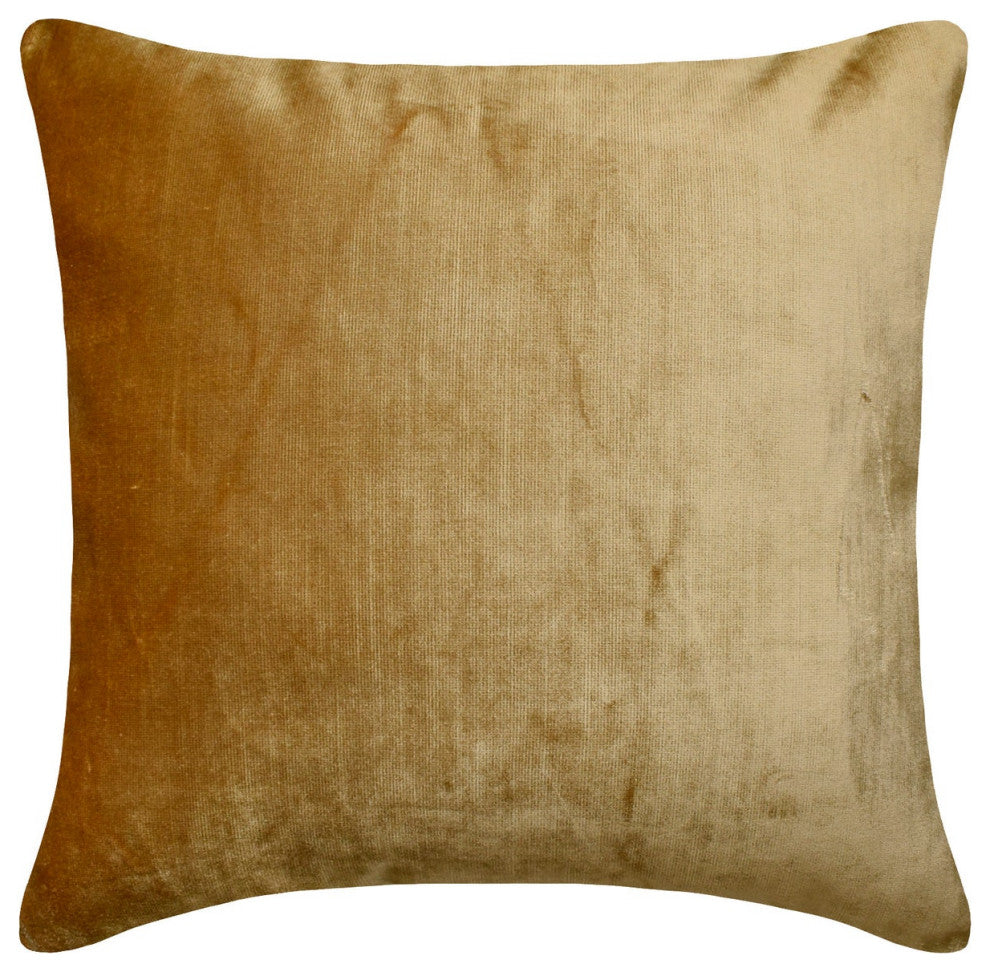 Gold Velvet Pillowcase 26"x26" Pillow Cover Top Zipper - Velvet Gold Jules