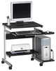 Pemberly Row Contemporary Mobile Wood Computer Cart in Black Anthracite