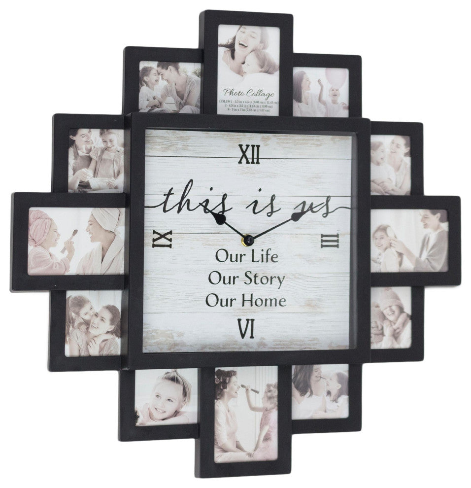 Farmhouse Shabby-Chic "This Is Us" Picture Frame Collage Wall Clock