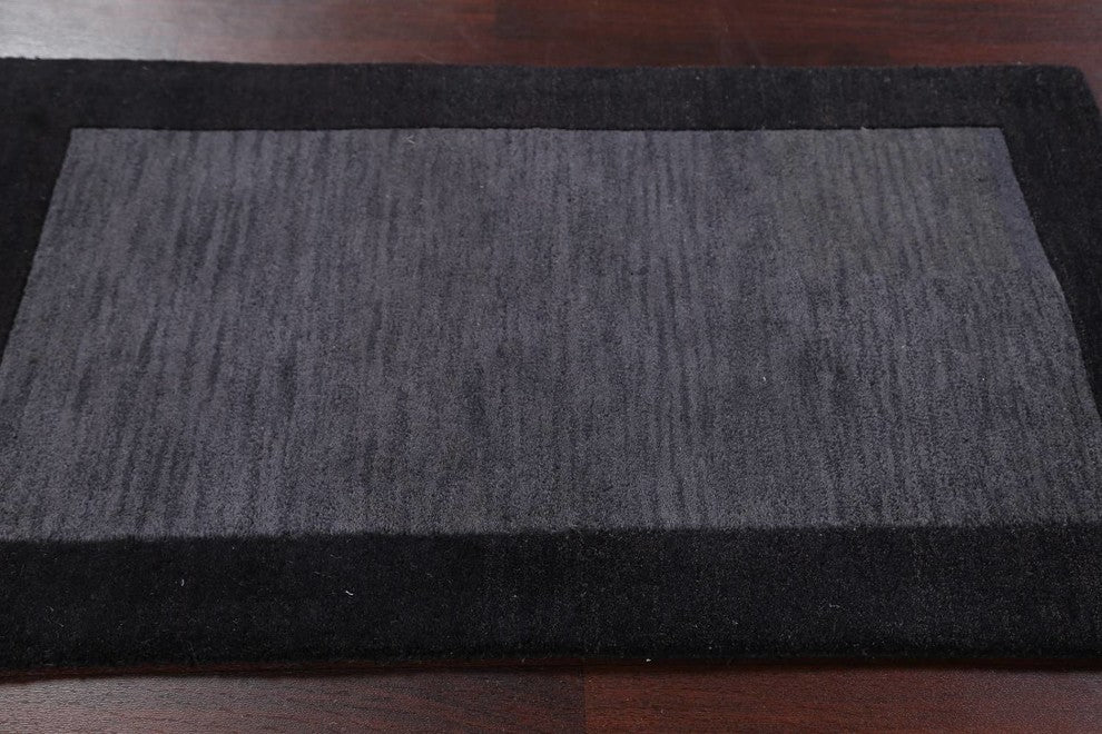 Oushak Oriental Area Rug Hand Tufted Solid, Charcoal, 3x5''