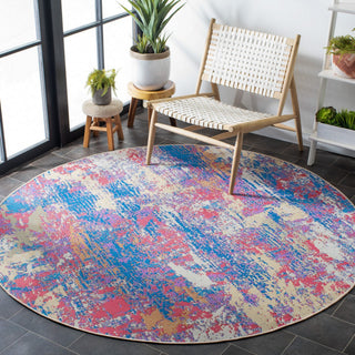Safavieh Summer Collection Indoor-Outdoor SMR409 Rug, Blue/Red, 6'7" Round