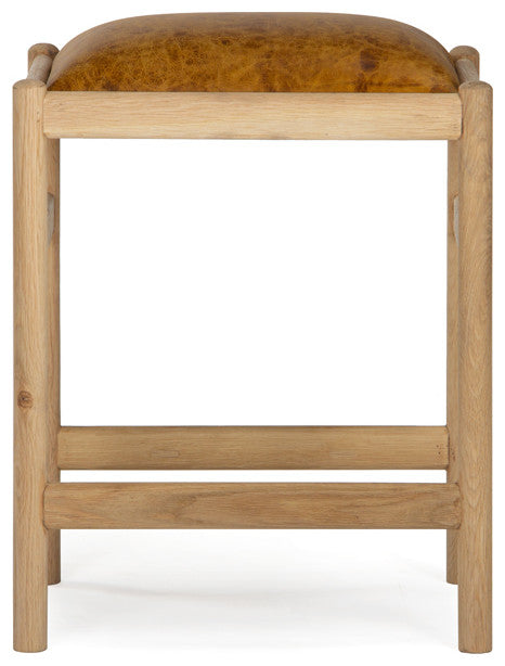 Dove Oak Leather Counter Stool - Caramel