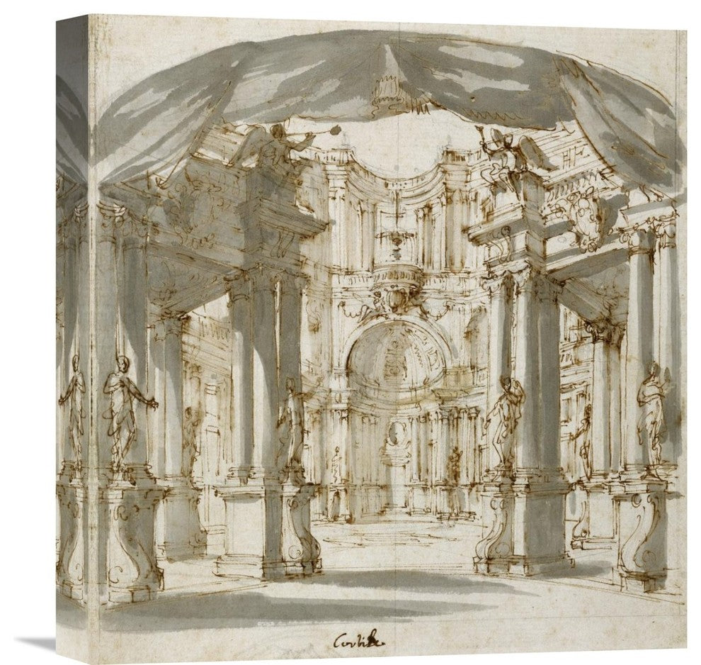 "The Courtyard of a Palace: Project for a Stage, 1713" Artwork, 15"x16"