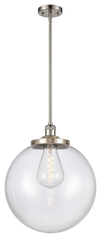 Beacon Pendant, Brushed Satin Nickel, Clear