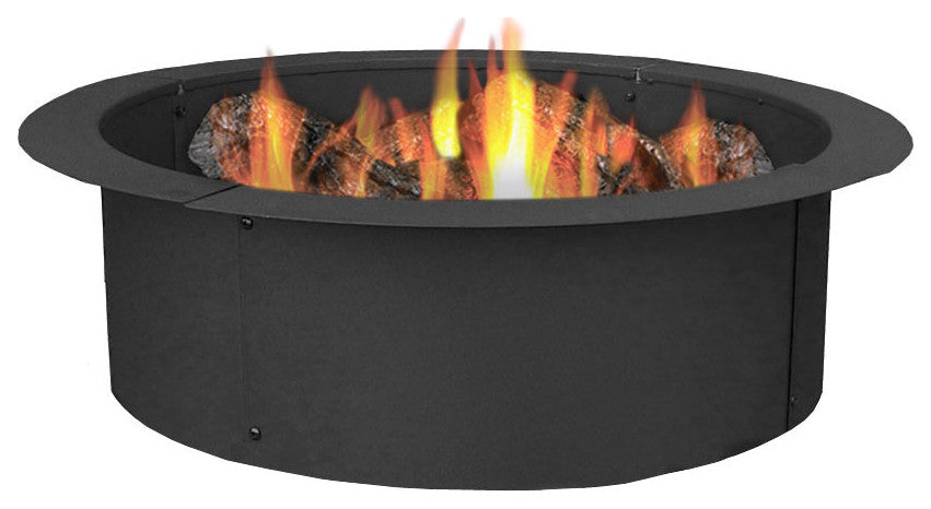 Sunnydaze Durable Black Steel DIY Fire Pit Ring Liner, 27" Diameter