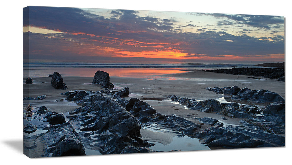"Woolacombe North Devon Sunset" Extra Large Seascape Art Canvas, 40"x20"