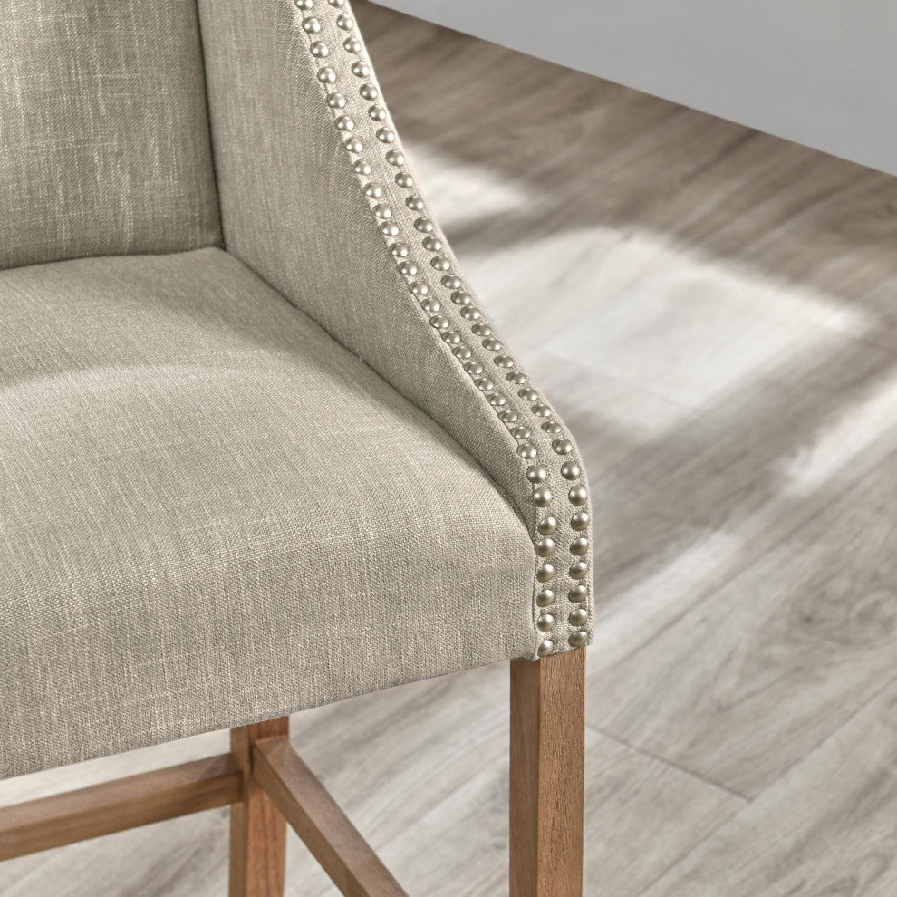 Castaic Stool by Kosas Home, French Beige, Bar Height