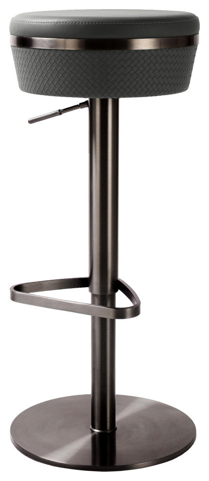 Astro Gray Woven Vegan Leather Adjustable Stool