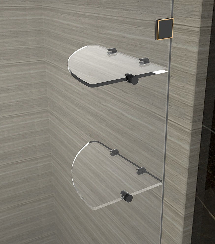Avalux GS Frameless Shower Enclosure and Shelves, Oil Rubbed Bronze, 34"x30"x72"