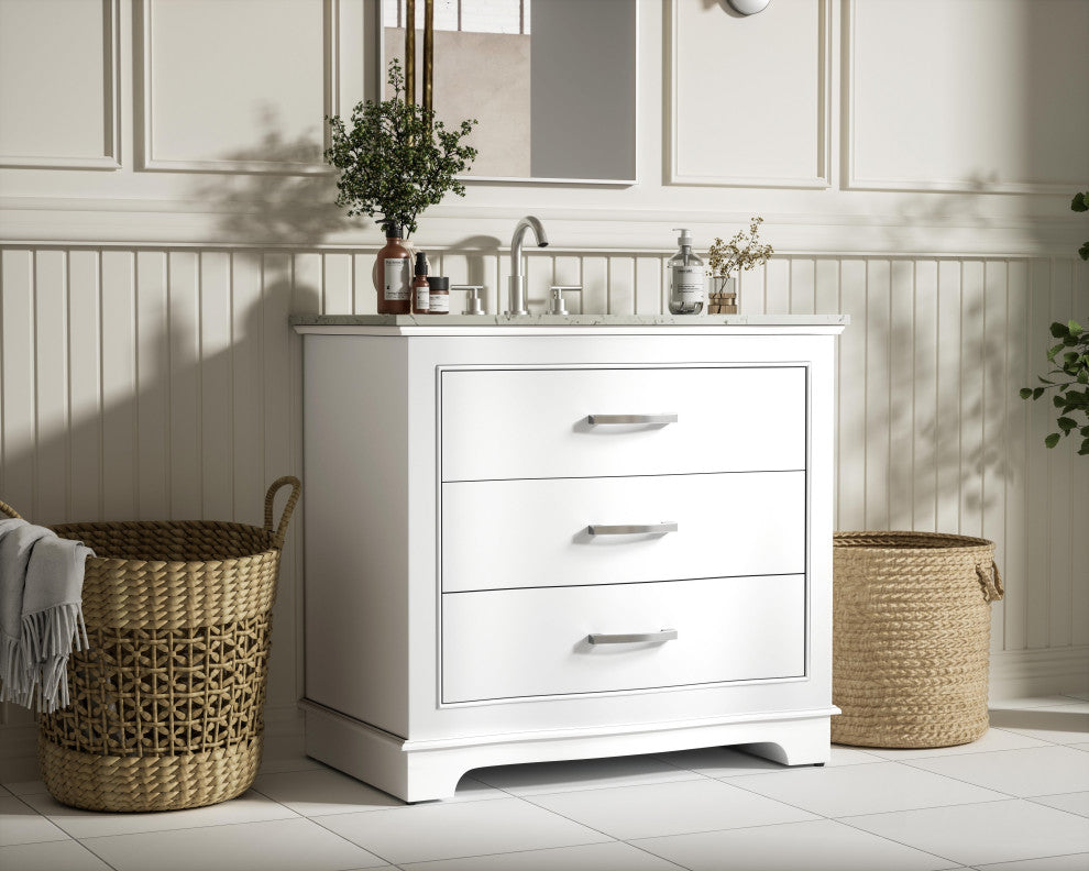 Home Living Knox 36" Single Bathroom Vanity, White