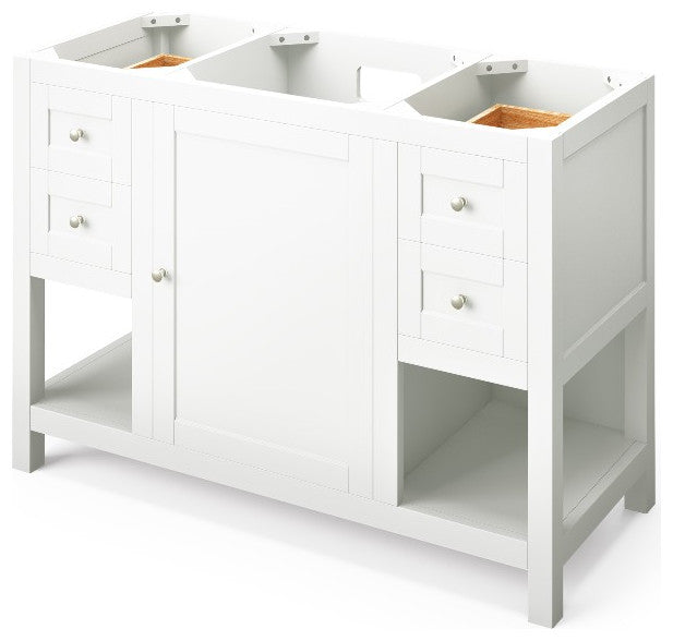 Astoria Transitional 48" White Vanity, Boulder Cultured Marble Vanity Top
